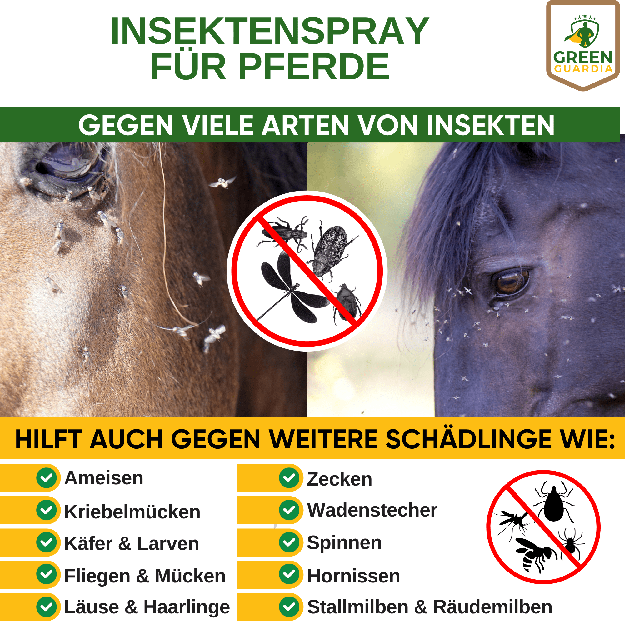 Insekten Abwehrspray Power - Konzentrat für Pferde - Green Guardia - Ihr Experte für Schädlinge und Pflanzen