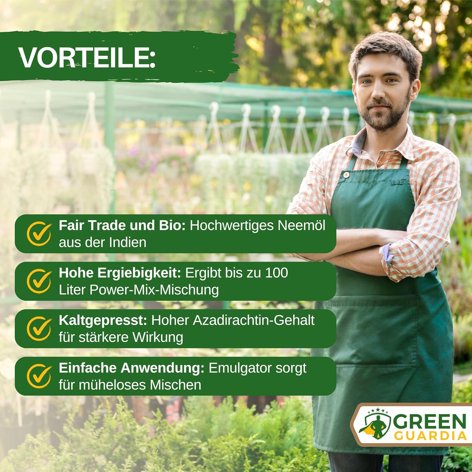 Olio di Neem potente con emulsionante per piante da appartamento e da giardino