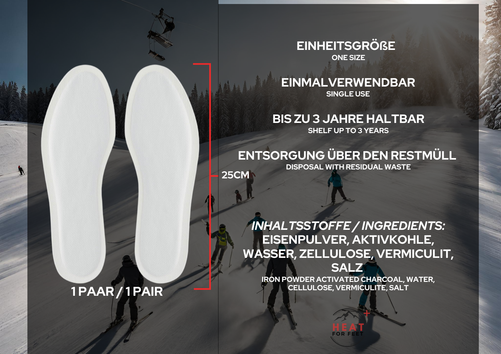 Heat for Feet, 10 Paar Wärmesohlen, bis zu 12 Std. Wärme, Einheitsgröße 36-46, dünn & flexibel, Sohlenwärmer,Sofort wärmende Einlegesohlen,Schuhwärmer