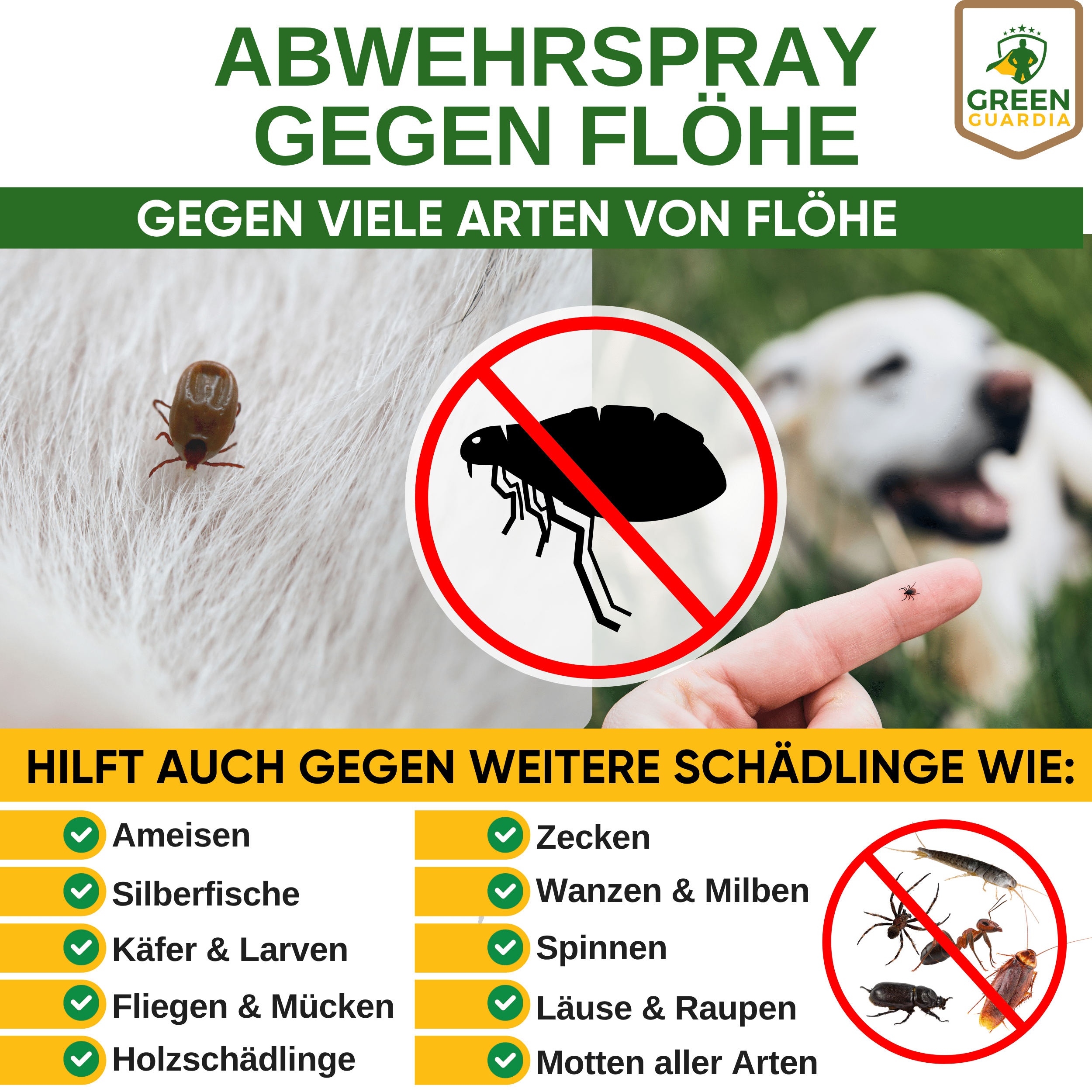 Flöhe Abwehrspray Power - Konzentrat für Hunde - Green Guardia - Ihr Experte für Schädlinge und Pflanzen