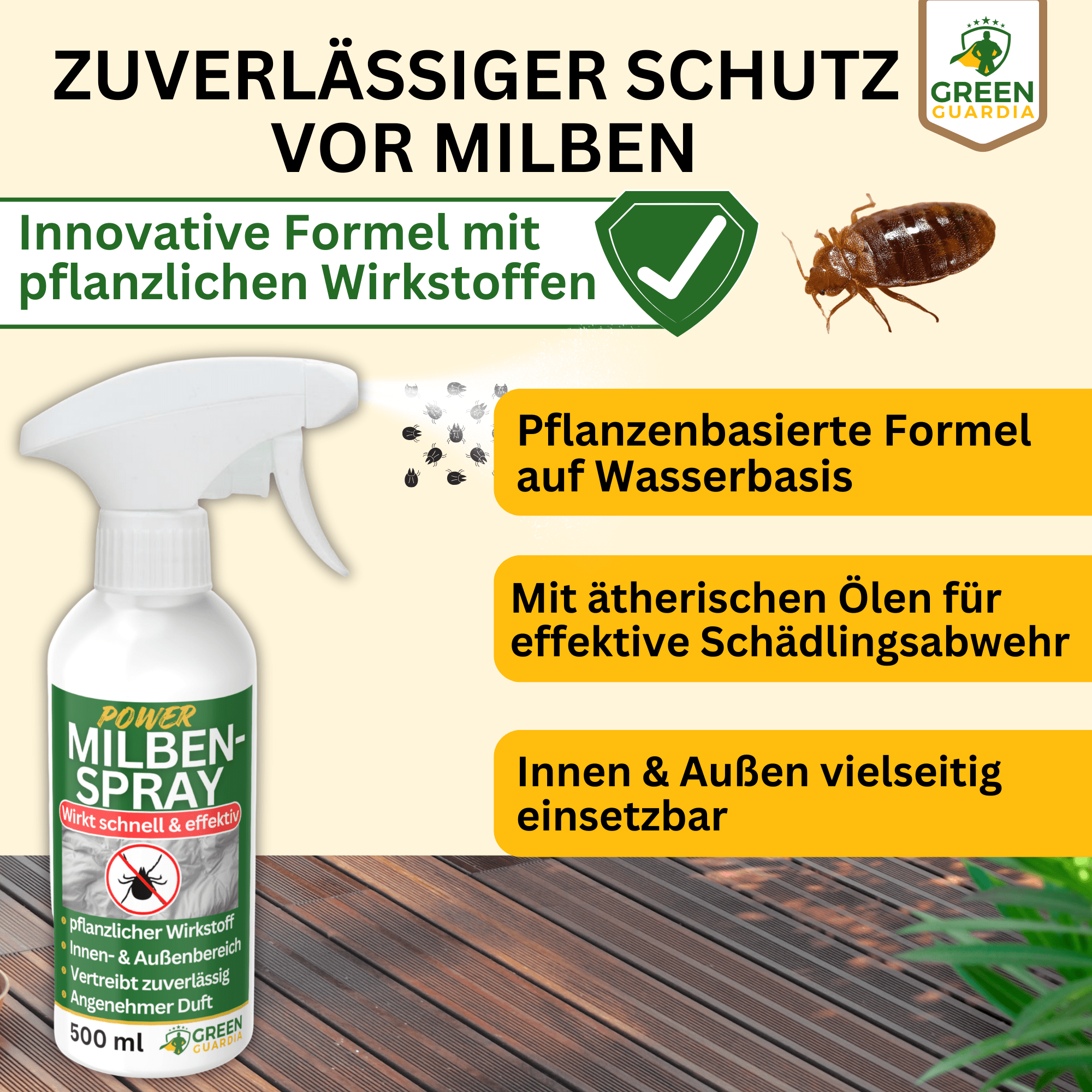 Milben - Abwehrspray Power - Konzentrat - Green Guardia - Ihr Experte für Schädlinge und Pflanzen