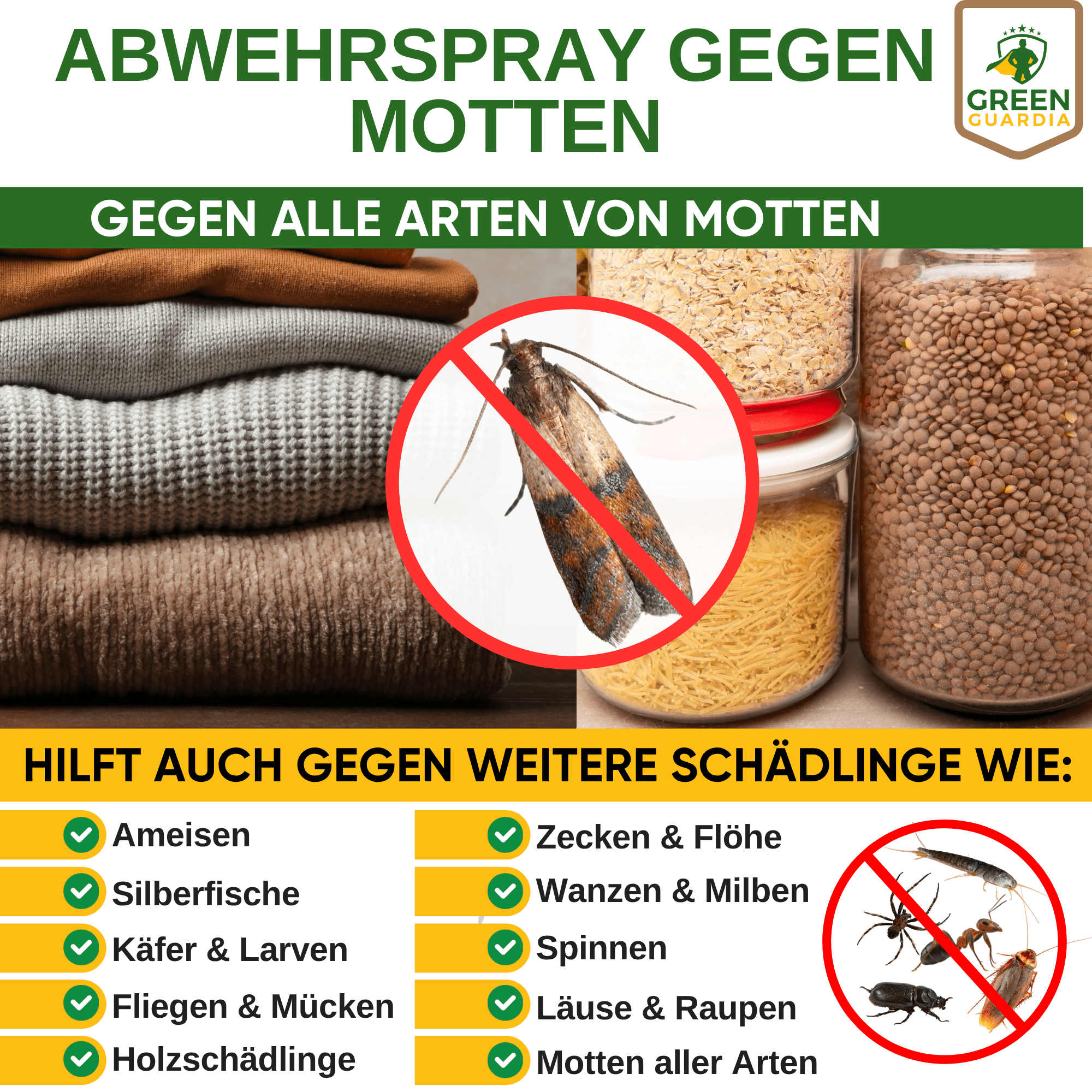 Motten - Abwehrspray Power - Konzentrat - Green Guardia - Ihr Experte für Schädlinge und Pflanzen