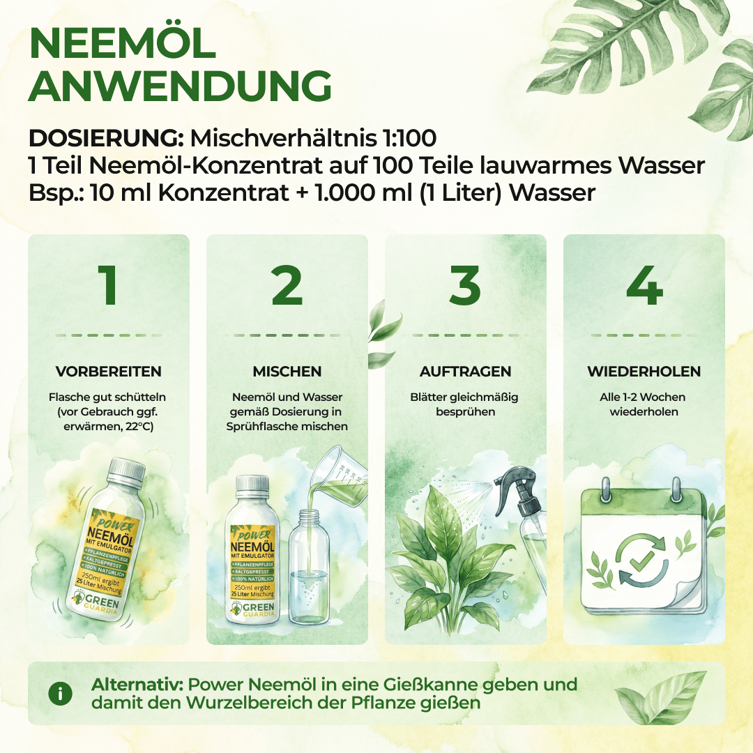 Neemöl mit Emulgator zur Pflanzenpflege - Green Guardia - Ihr Experte für Schädlinge und Pflanzen