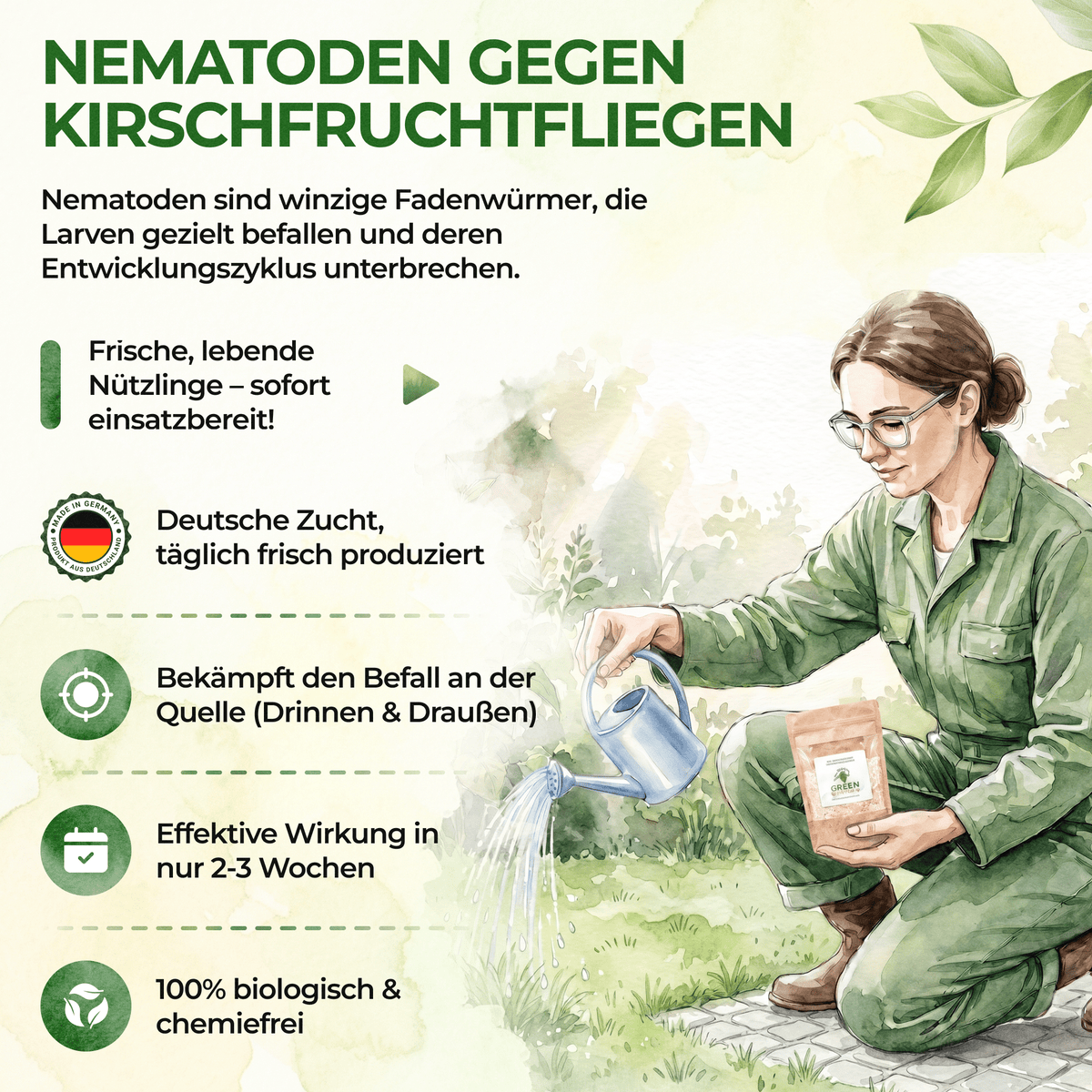 Nematoden gegen Kirschfruchtfliegen - Green Guardia - Ihr Experte für Schädlinge und Pflanzen