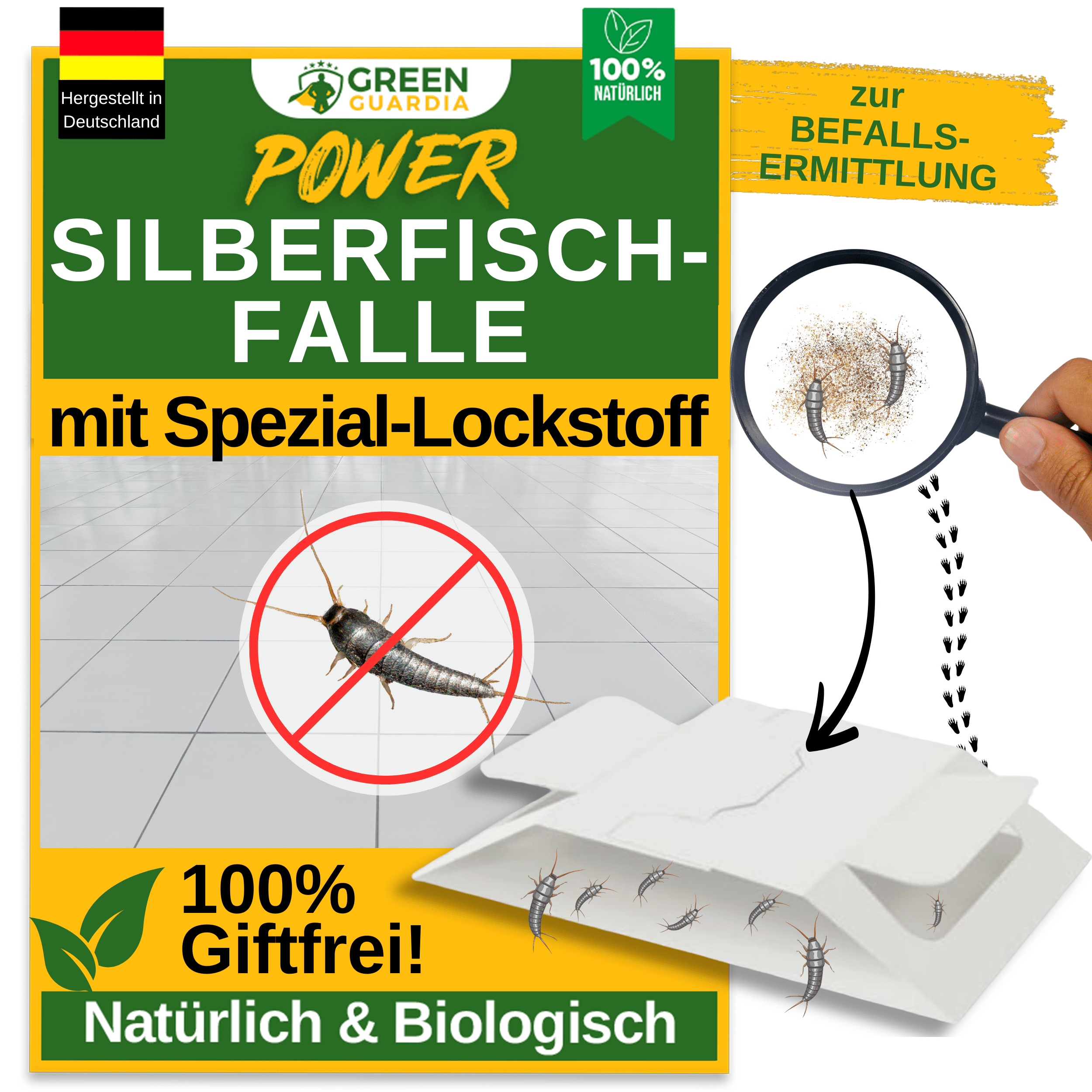 Silberfisch Falle mit Spezial - Lockstoff - Green Guardia - Ihr Experte für Schädlinge und Pflanzen