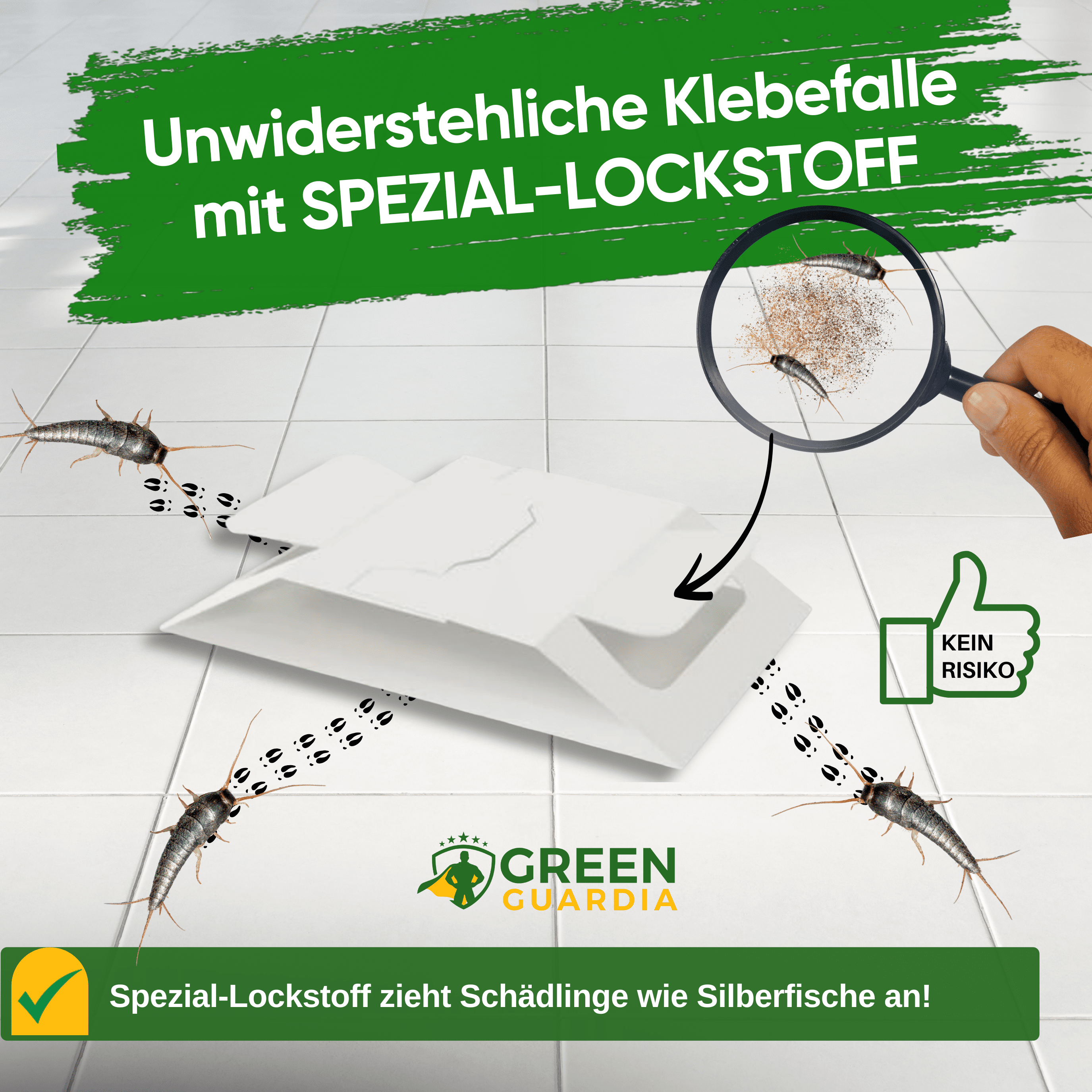 Silberfisch Falle mit Spezial - Lockstoff - Green Guardia - Ihr Experte für Schädlinge und Pflanzen