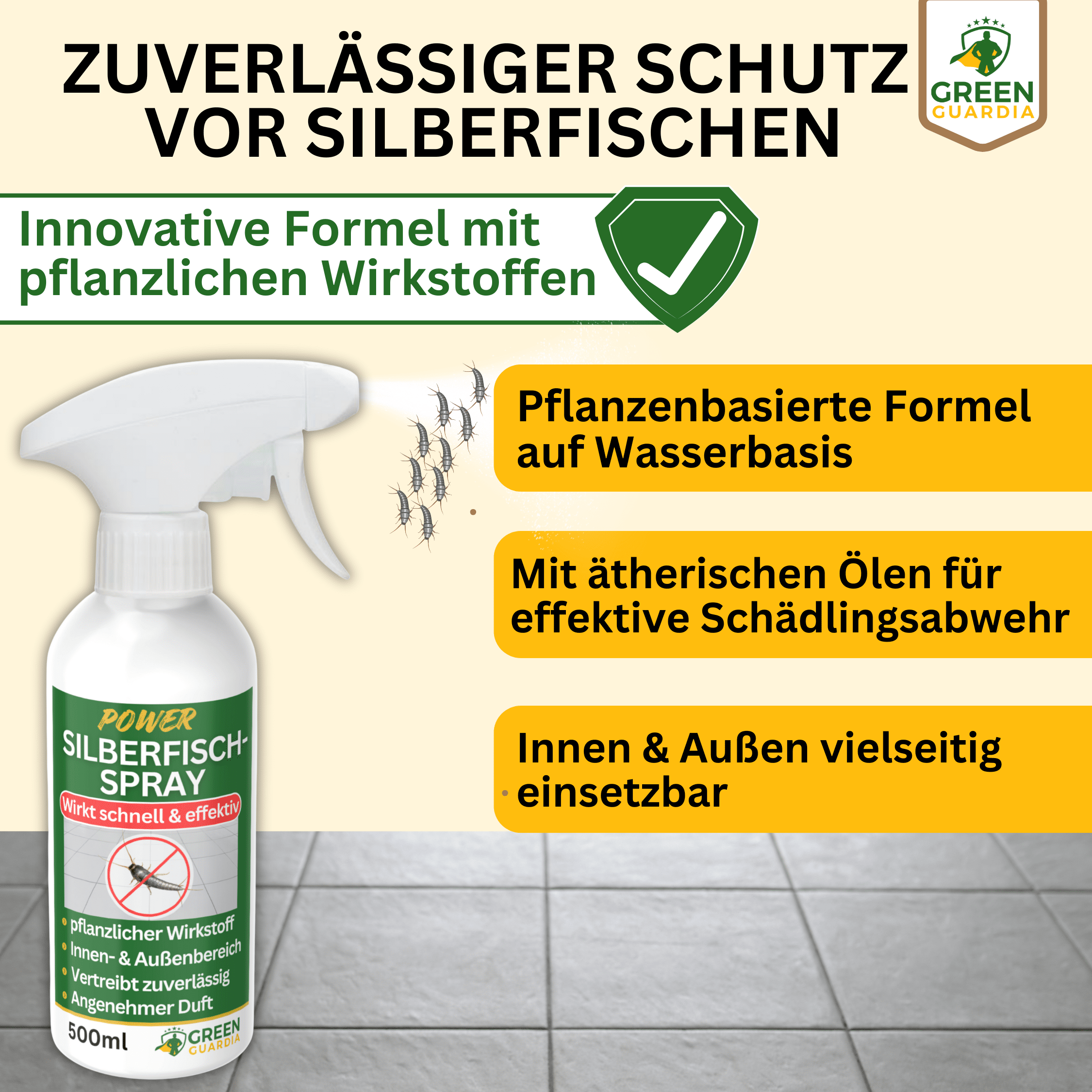 Silberfisch / Papierfisch Abwehrspray Power - Konzentrat - Green Guardia - Ihr Experte für Schädlinge und Pflanzen
