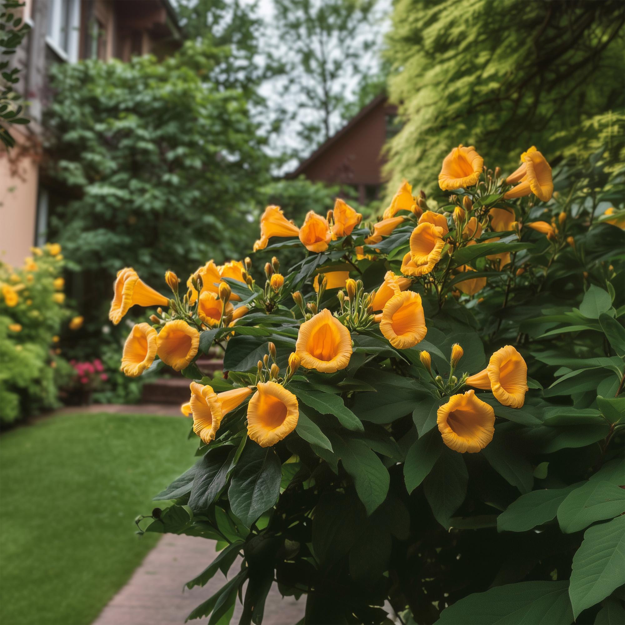 Campsis radicans 'Flava' – trombetta a fioritura gialla, 2 piante, vaso da 11 cm, altezza 40 cm
