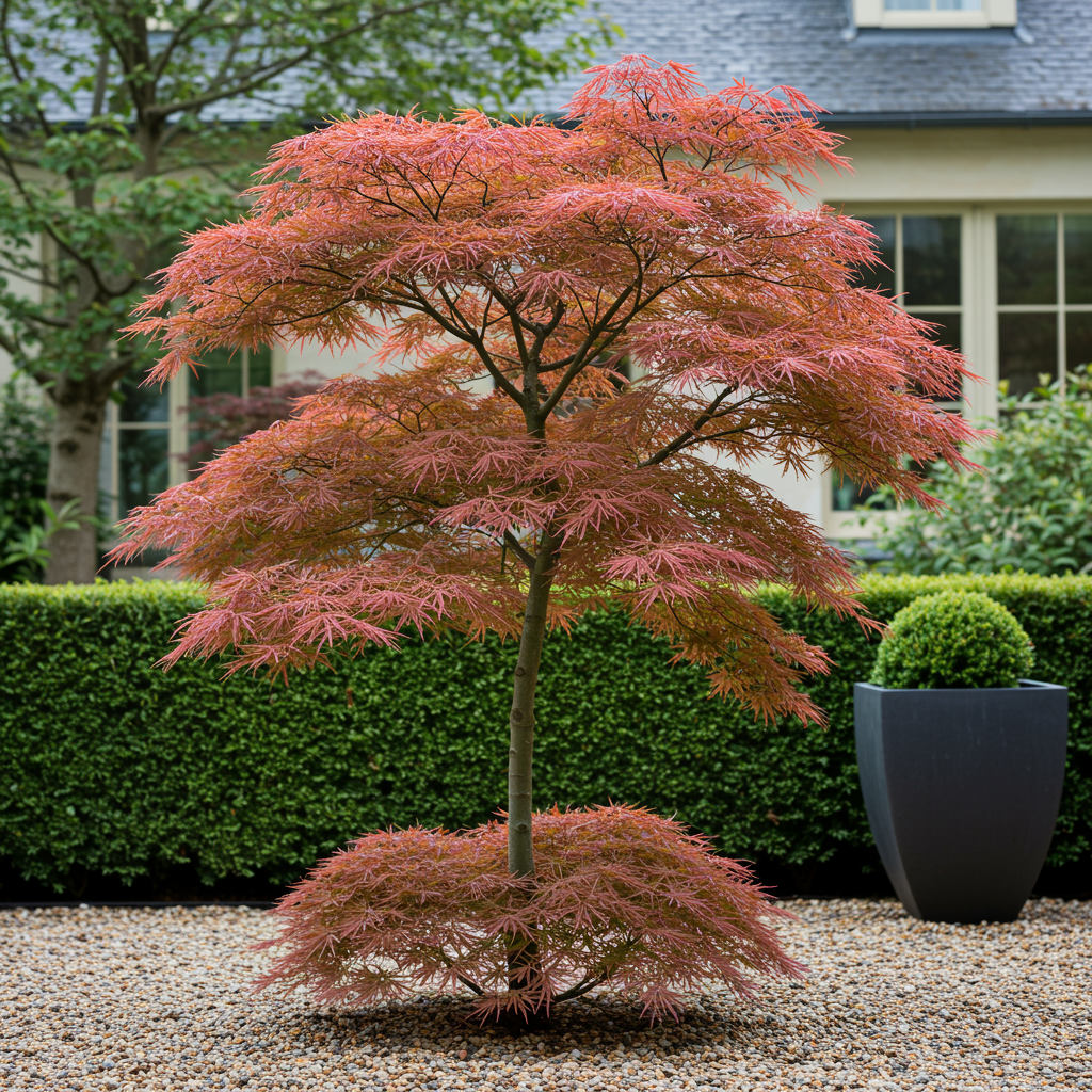 Japanese maple 'Jerre Schwartz' – compact ornamental maple, dark red foliage, 70 cm tall